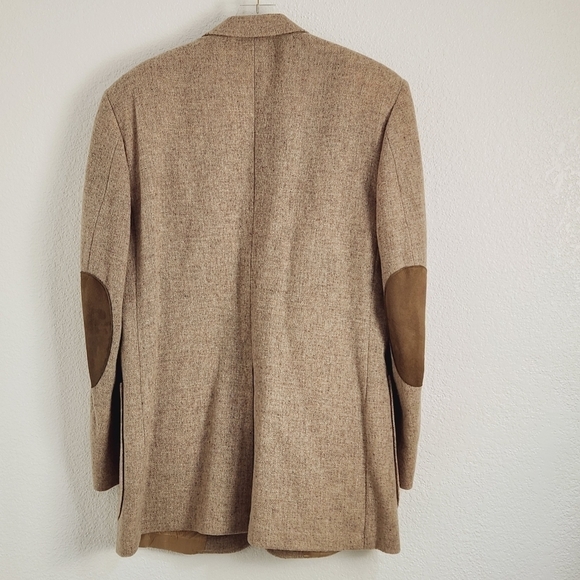 HAGGAR Vintage Tan Wool Sport Coat with Elbow Patches Size 40 - Picture 7 of 12